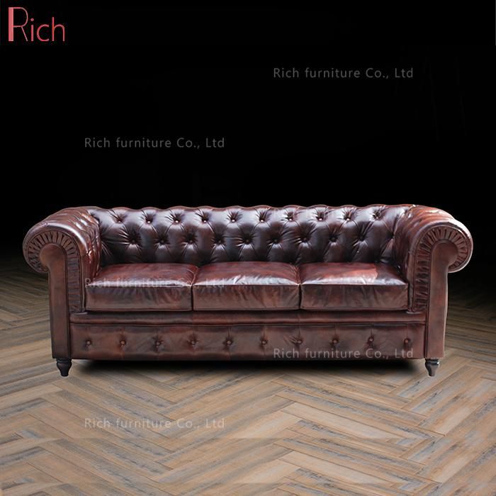 New Design Vintage Leather Chesterfield Leisure Sofa for Living Room