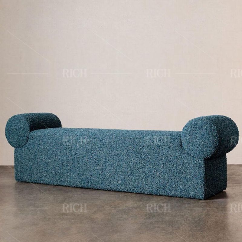 Teddy Boucle Fabric Long Ottoman Bench