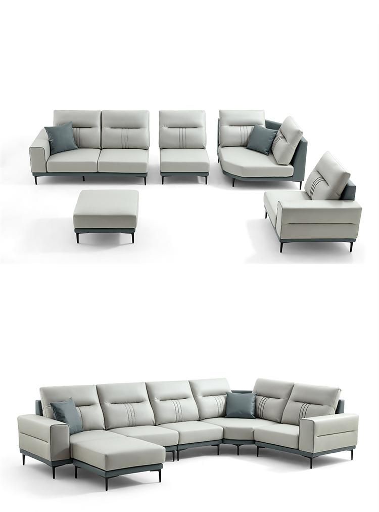 Linsy Luxury Italian Living Room Leather U Shaped Designs Couch Furniture Sofa Set Tbs061