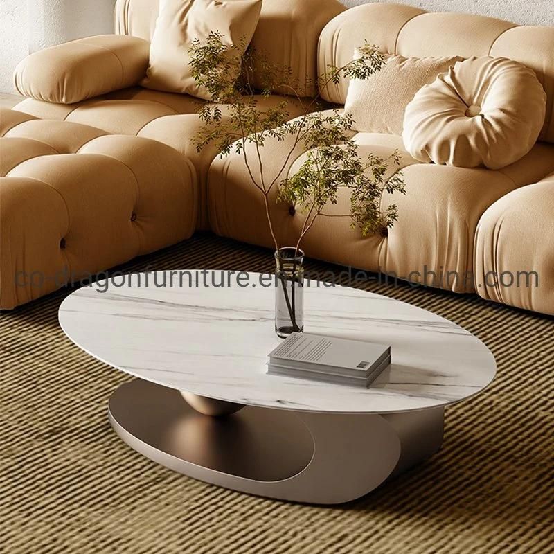 Fashion Home Furniture Gold Steel Coffee Table with marble Top