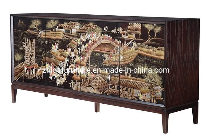 Chinese Style Project Living Room Cabinet with Dragon Pattern