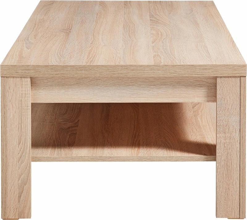 Rectangular Two-Layer Wooden Coffee Table with a Drawer