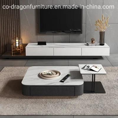 Modern Home Furniture Wooden Coffee Table Group with Marble Top