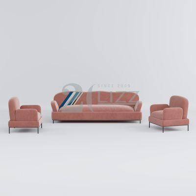 European Modern Design Couch Sofa Popular Pink Fabric Sectional Sofa Set for Room Hotel Furniture