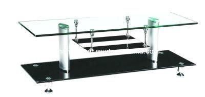 Glass Coffee Table Aluminum Tube and Modern Living Room Furniture