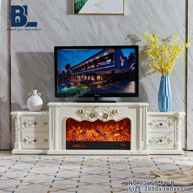 Good Quality Ornately Carved Italian Statuary Marble Electric Fireplace Surround TV Stand Cabinet Console 334ss