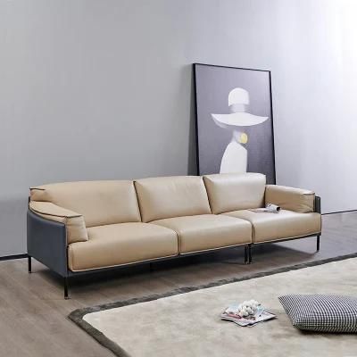 Real Leather Couch Contemporary Genuine Cattle Hide Sofa Modern Upholstered Living Room Furniture Set for Home