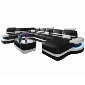 Fashion Design Black with White Leather Sofa