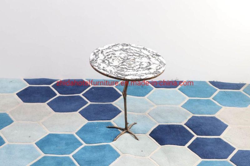 Modern Stainless Steel Gold Marble Coffee Table Side Table