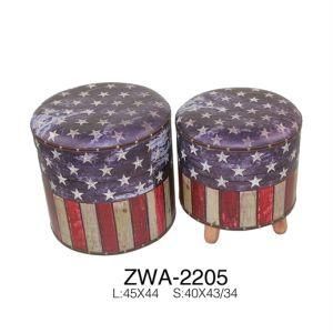 Kd PU Printed House Use Stool Ottoman