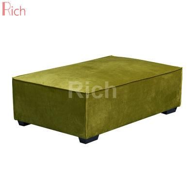 Modern Oversized Square Shaped Ottoman Stool Velvet Upholstered Sofa Footrest