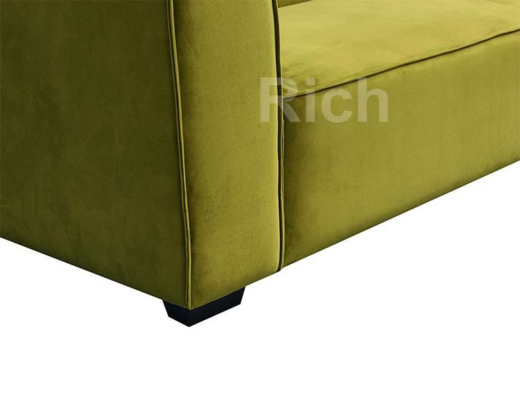 Right Chaise Lounge Green Fabric Velvet Sectional Sofa with Footrest