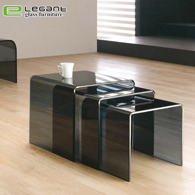 Glass Furniture Crystal Bent Glass Coffee Table Nesting Table