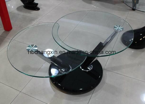 Living Room Metal Glass Rotatable Coffee Table