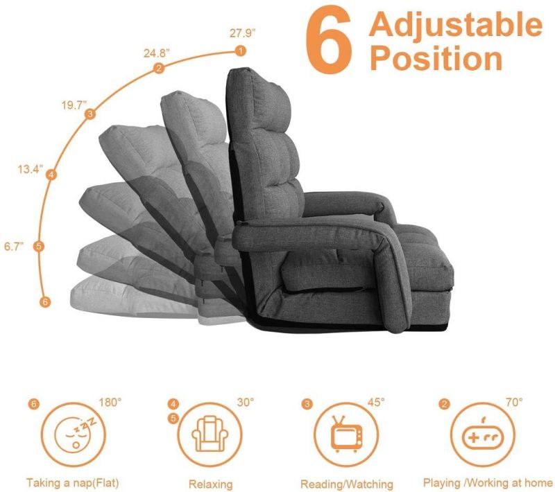 Japanese Adjustable Folding Lazy Sofa with Armrests Floor Chair