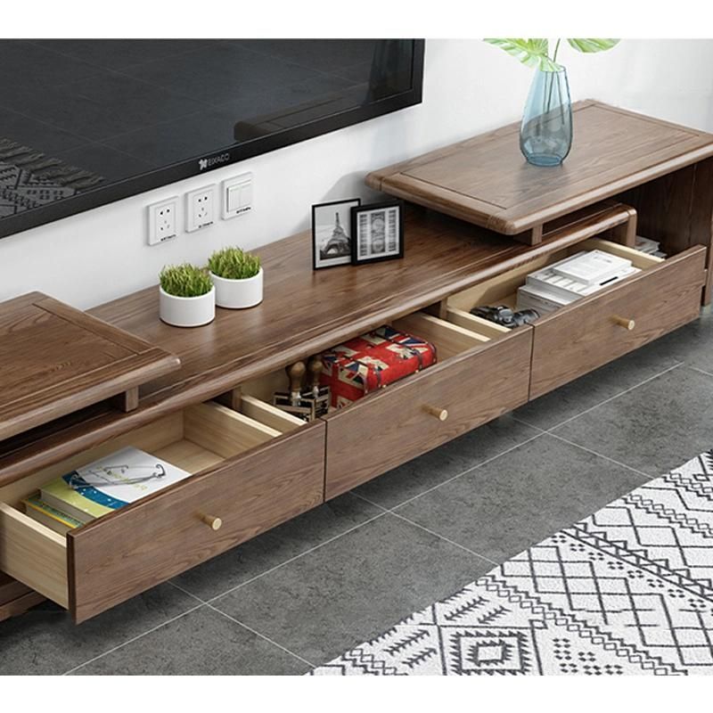 Nordic Light Luxury Solid Wood TV Cabinet Ash Wood Walnut Color Paulownia Combined Base Cabinet Simple Living Room Furniture 0035