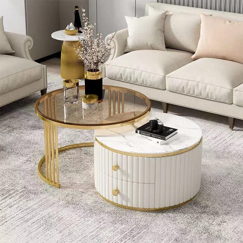 Modern Luxury Balcony Leisure Small Apartment Round Sintered Stone Coffee Tea Table