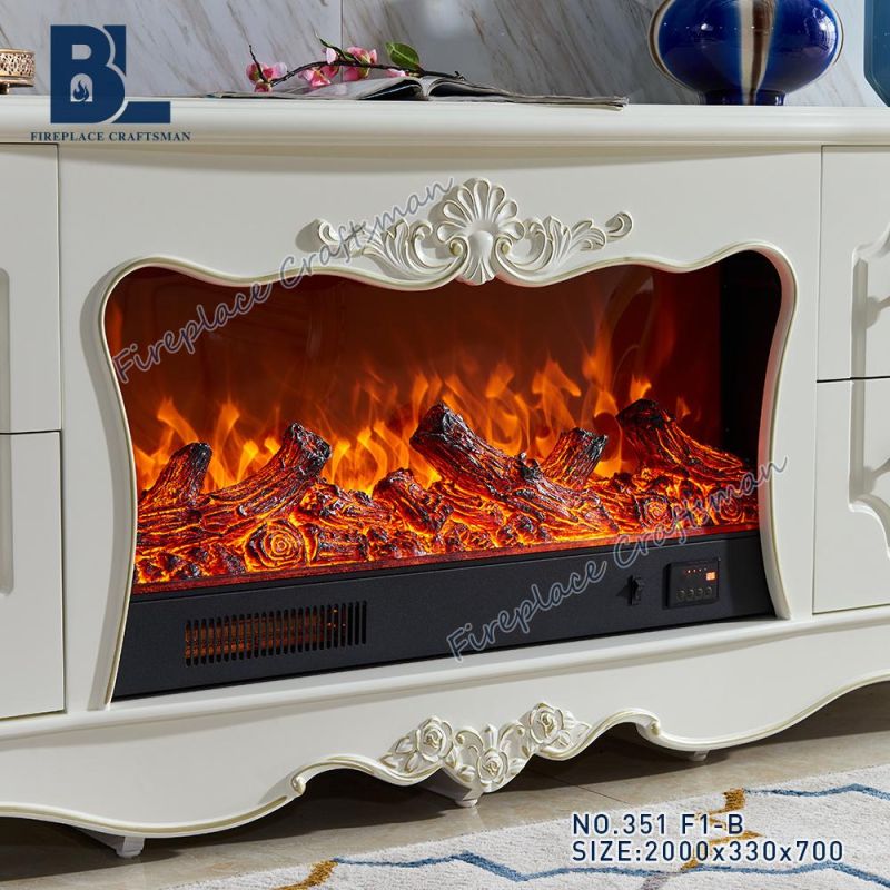 Modern Home Furniture Quality Log Fuel Effect Indoor Electric Fireplace Mantel TV Stand for Home Heating & Decor