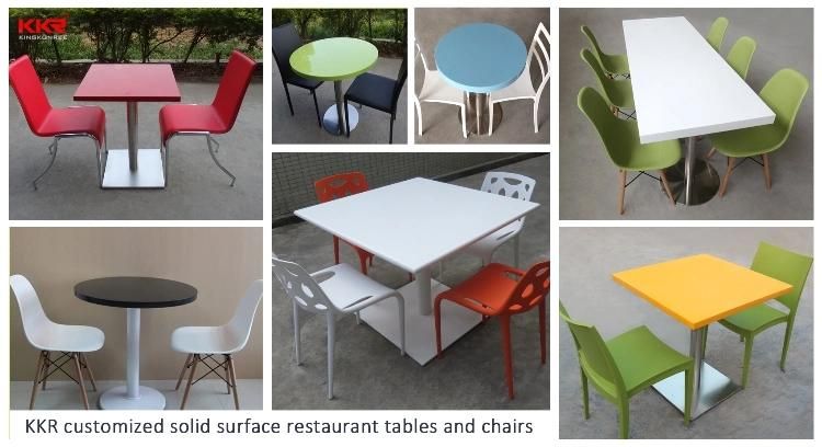 Corian Stone 2 Seater or 4 Seater Fast Food Dining Tables and Chairs for Restaurant or Coffee