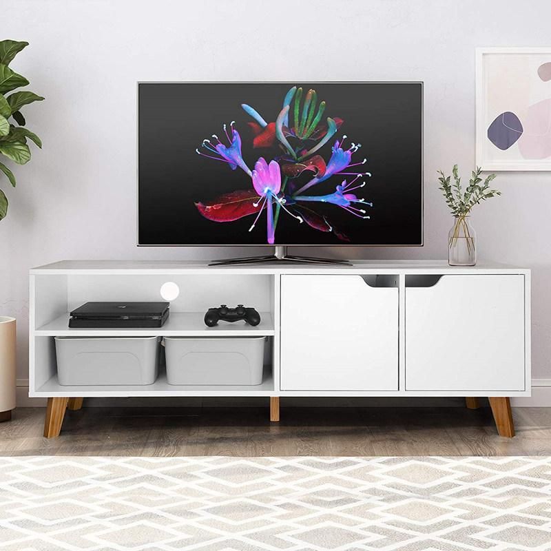 TV Cabinet for up to 50” Fashion Design TV Stand and Media Console 2 Shelves for Living Room Bedroom Simple White 0498