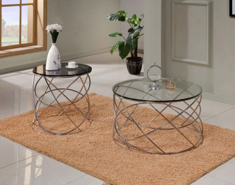 Round Top Living Room Customzied Gass Base Art Coffee Table Furniture