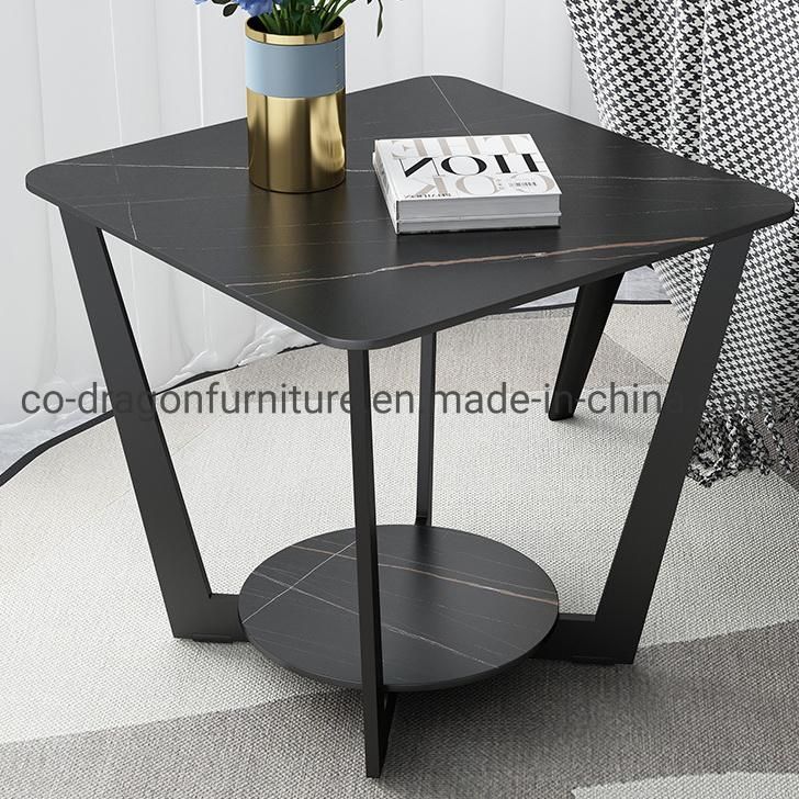 Modern Square Side Table with Marble Top for Livingroom Furniture