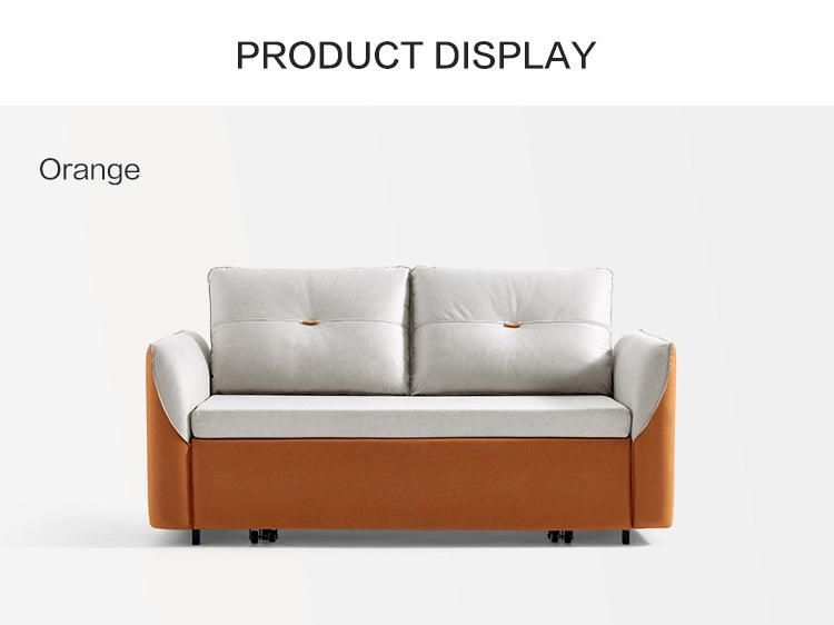 Linsy Living Room Furniture Orange White Folding Sleeping Sofa Cum Bed Set G021