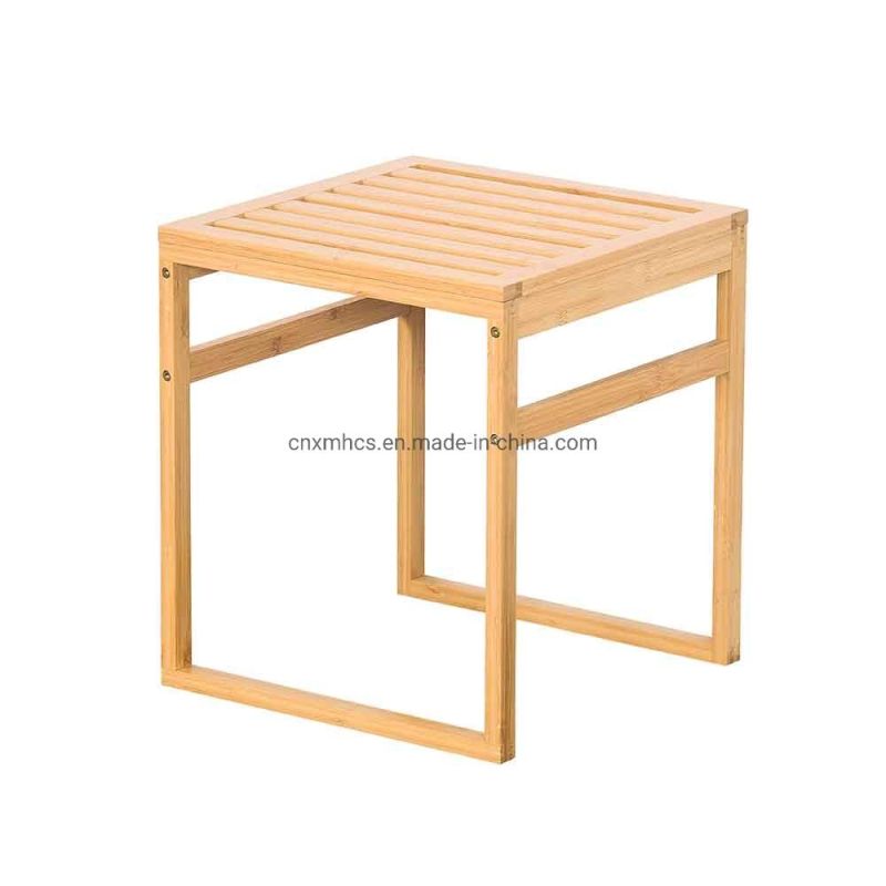 Bamboo Bathroom Shower Bench Step Stool Waterproof Seat SPA Bath Organizer Storage Foot Stool