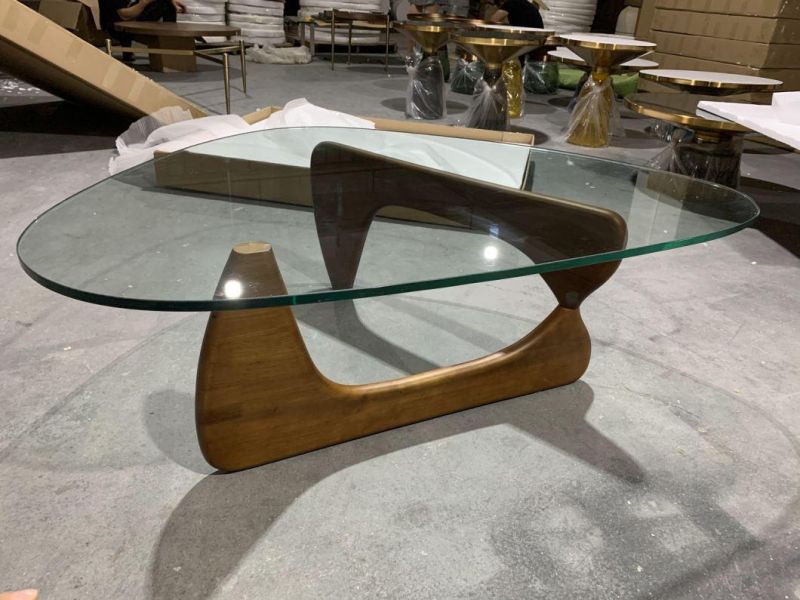 Designer Oak Wood Base, Glass Top Coffee Table