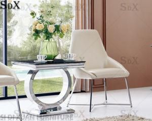 Modern Living Room Furniture Glass Top Stainless Steel Furniture Sofa Coffee End Table