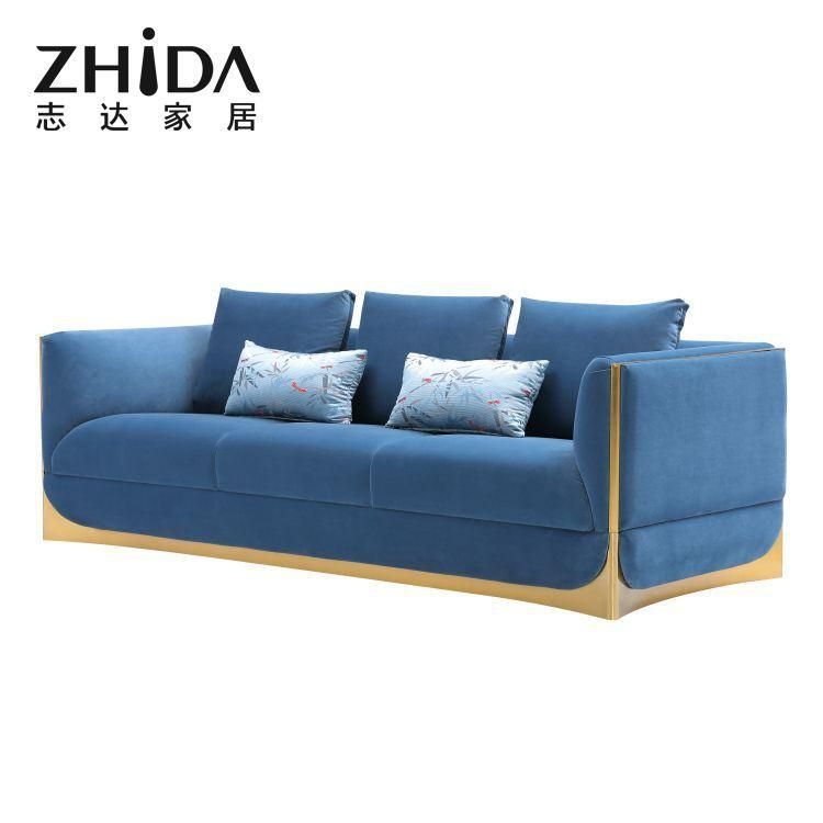 Hot Sale Italian New Luxury Style Sofas Comfort 3+2+1 Seater Stainless Steel High-End Villa Sofa Foshan Manufacturer Directly Sale