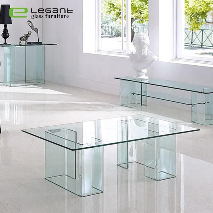 Square Transparent Glass Coffee Table Modern Design Glass Center Table