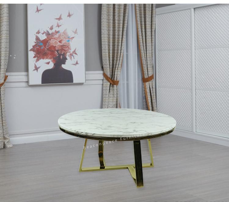 Marble Top Stainless Steel Golden Coffee Table