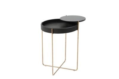 Eco-Friendly Small Wood Metal Corner Table Living Room Side Table Metal Plate Table