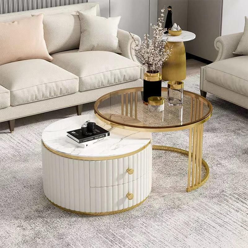 Luxury Coffee Tables Round Living Room Tables Black Marble Glass Modern Luxury Coffee Tables