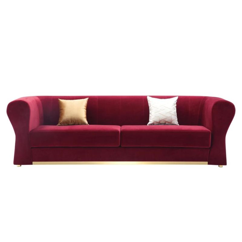 Hotel Furniture modern Design Red Color Velvet Fabric Sofa Set for Living Room