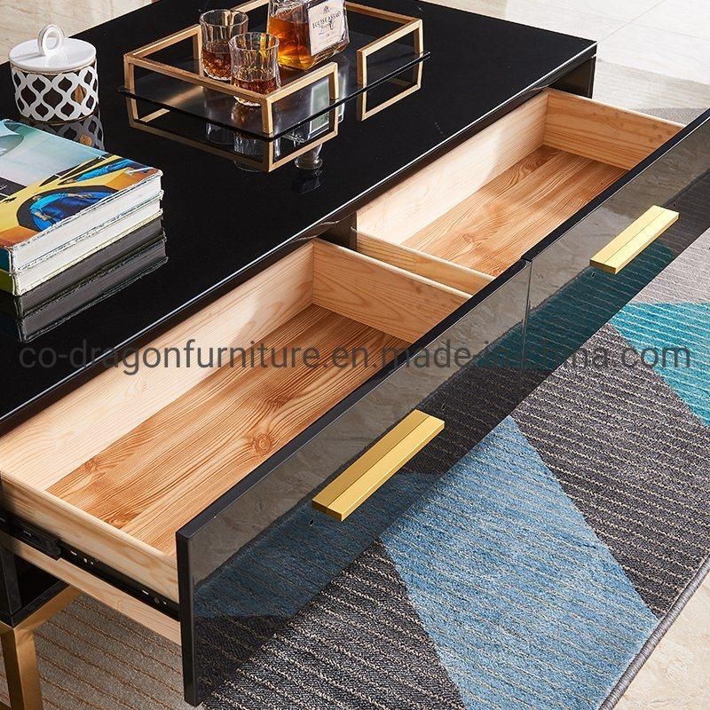 Fashion Luxury Home Furniture Wooden Coffee Table with Metal Legs