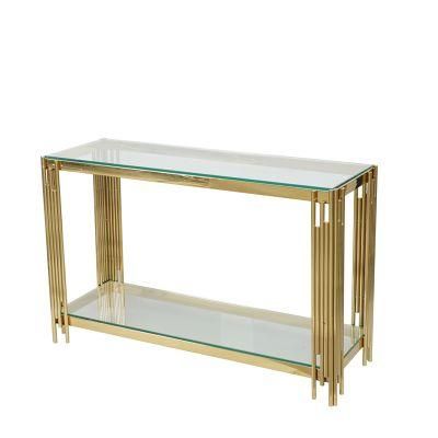 Glass Living Room Furniture Stainless Steel Mirrored Hallway Console Table