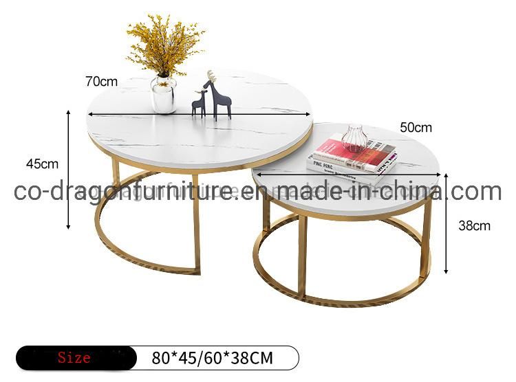 White/Black Marble Top Round Gold Stainless Steel Coffee Table