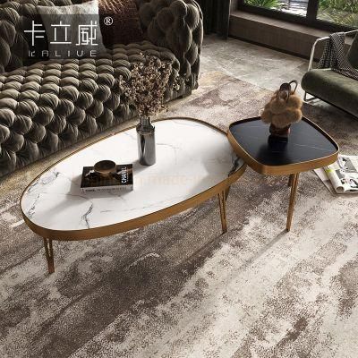 18 Inches High Coffee Table on Sale Chinese Modern Design Small Round Tea Table Set with Glass Furniture for Villa