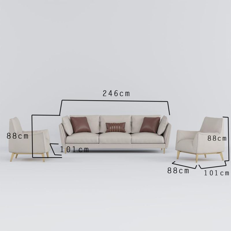 Customized Color Luxury Modern Style 3 Seater Loveseat Leisure PU Leather Living Room Sofa with Metal Legs