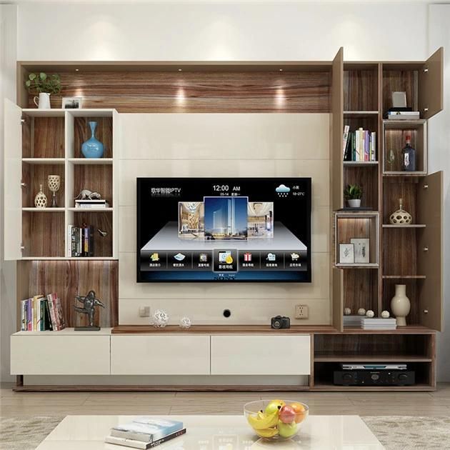 Simple Modern Living Room Furniture Wooden TV Stand Cabinet Sliding Door