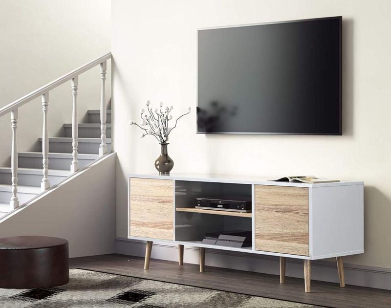 Combination of Modern Minimalist TV Cabinet with MDF Solid Wood Legs