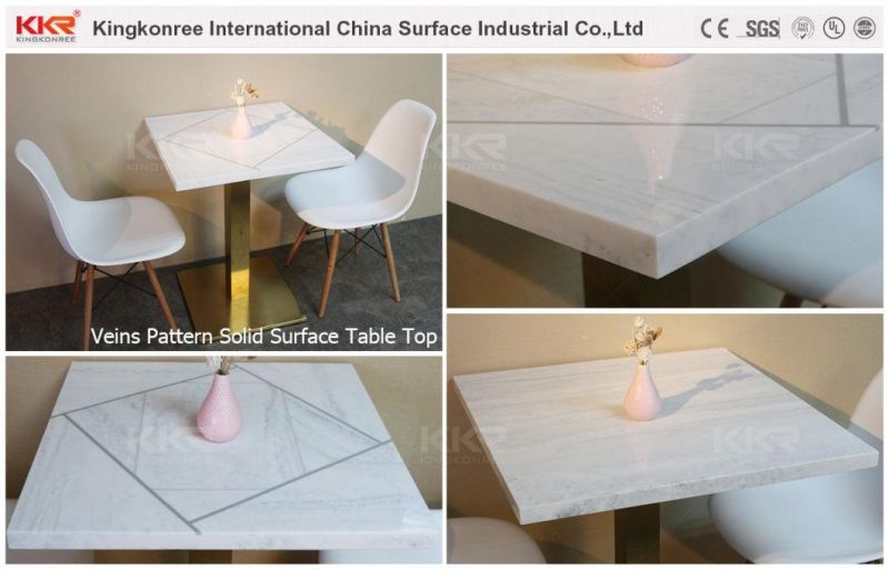 White Marble Solid Surface Resin Stone Rectangular Dining Table and Chairs