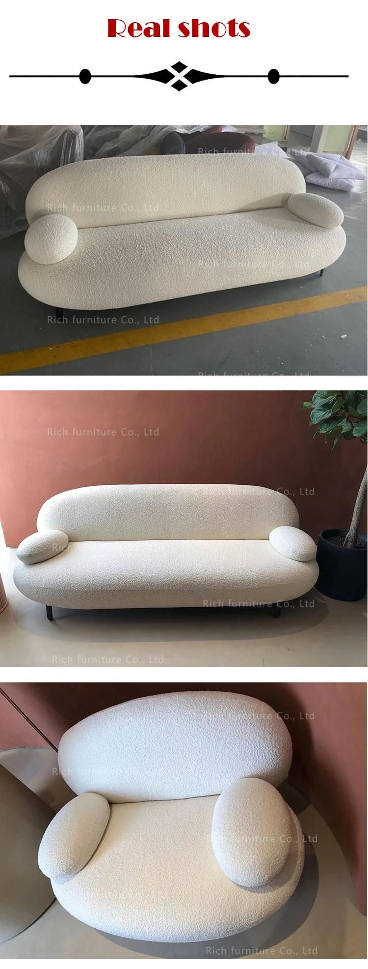 Modern Fabric Sofa Lambskin Teddy Fabric Couch White Sherpa Sofa