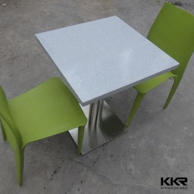 Two Seater Stone Acrylic Solid Surface White Table Top for Food Court