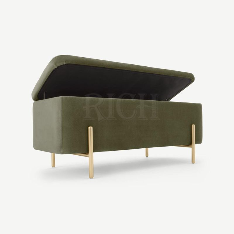 Home Furniture Rectangular Long Ottoman Stool Shoe Storage Box Ottoman Bedroom Storage Stool