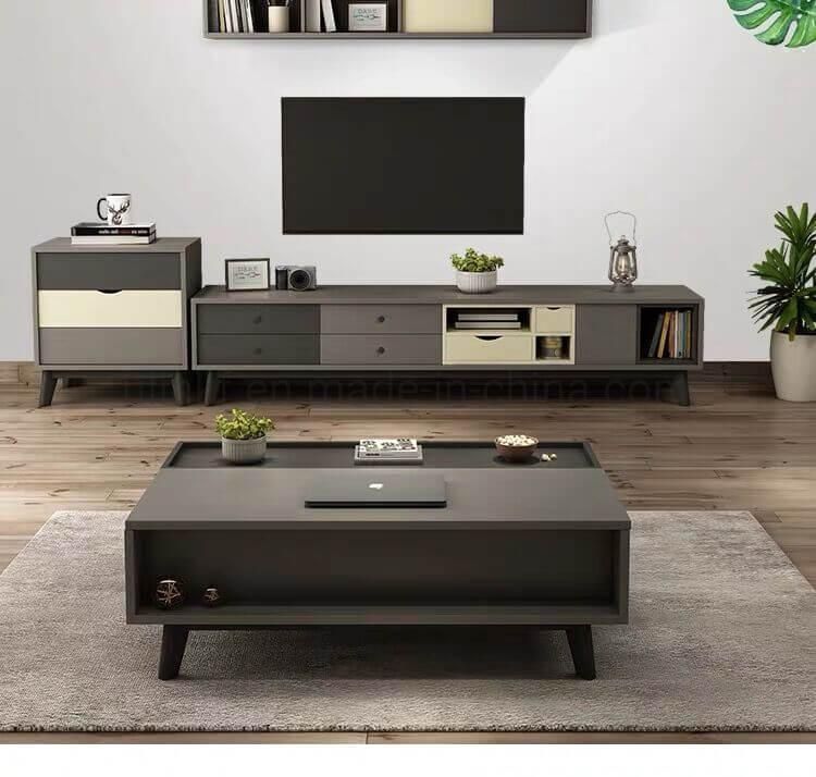 Grey Color Elegant Coffee Table TV Cabinet Home Furnitur Living Room Use TV Stand