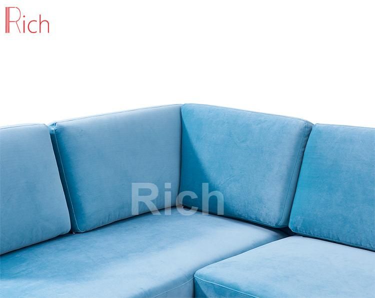 Blue Fabric Modern Sectional Corner Sleeper Sofa for Living Room