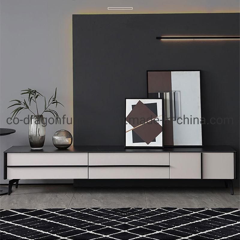 Modern Home Furniture Wooden Panel TV Stand with Marble Top